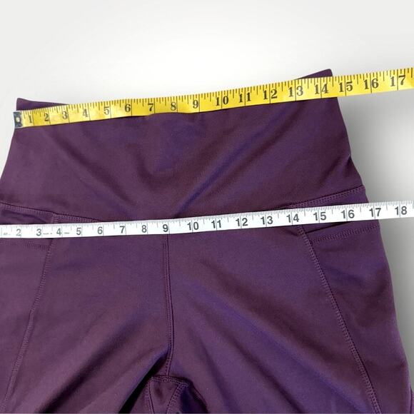 Danskin Activewear Yoga Gym Workout Tight Leggings Pocket High Rise Size L Plum - Picture 13 of 16